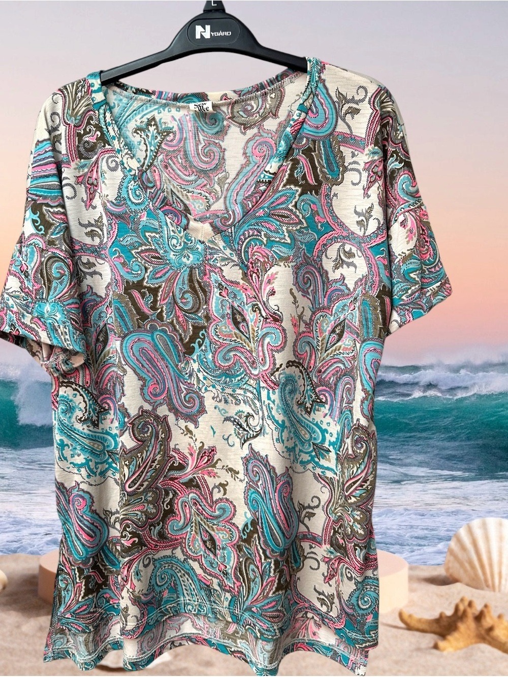 Sew In Love Paisley Blouse Womens Medium Short Sleeves Multicolor Summer Top